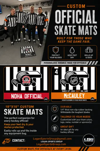 Custom skate mats for minor hockey officials.